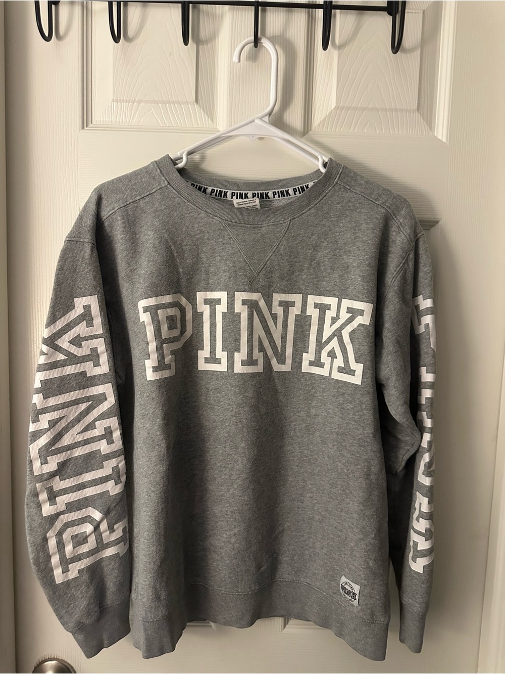 PINK Victoria's Secret Gray Crewneck with White Logo